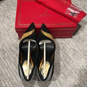 Used Rene Caovilla Black Suede Strass Pumps sz 38
